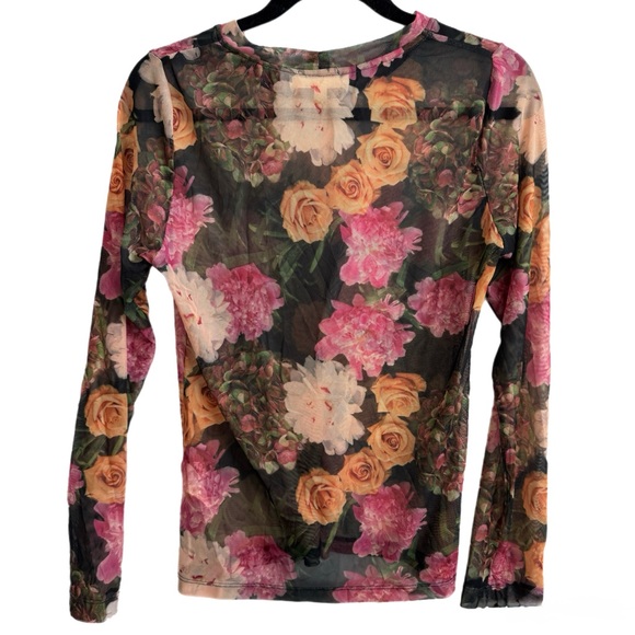 Porridge Kona Mock-Neck Floral Mesh Top Anthropologie Size M - Picture 2 of 5